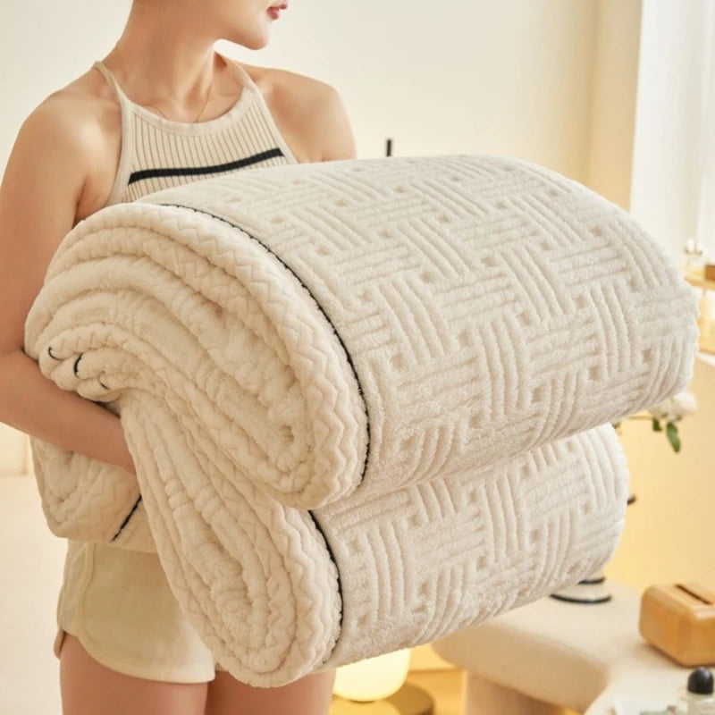 Deluxe Vintage Double Blanket - Soft Plush Gaff And Imitation Wool | Machine Washable | Milk Velvet Knit Fabric